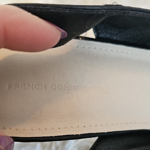 French Connection Black Eyelet Slingback Heels - Picture 2 of 12